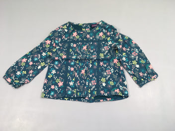 Blouse ml vert fleurs doublé jersey