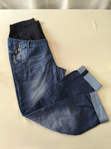 Jeans 7/8ème de grossesse bleu effet délavé, moins cher chez Petit Kiwi