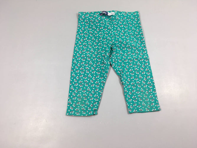 Legging 3/4 vert fleuri, moins cher chez Petit Kiwi