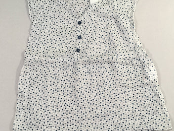 Blouse s.m légère blanche pois gris et bleu