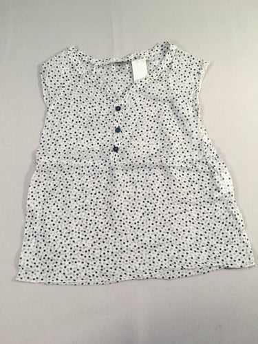 Blouse s.m légère blanche pois gris et bleu, moins cher chez Petit Kiwi