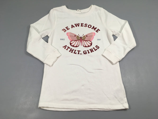 Sweat blanc papillon be awesome, moins cher chez Petit Kiwi