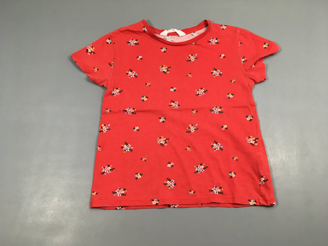 T-shirt m.c rouge fleuri, moins cher chez Petit Kiwi