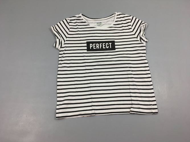 T-shirt m.c blanc rayé noir Perfect, moins cher chez Petit Kiwi