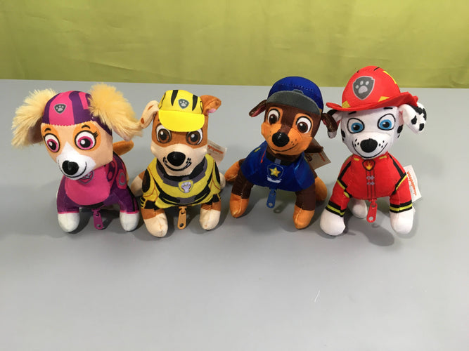 4 petites peluches trousses Paw Patrol, moins cher chez Petit Kiwi