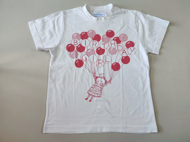 T-shirt m.c blanc ballons "Birthday girl", moins cher chez Petit Kiwi