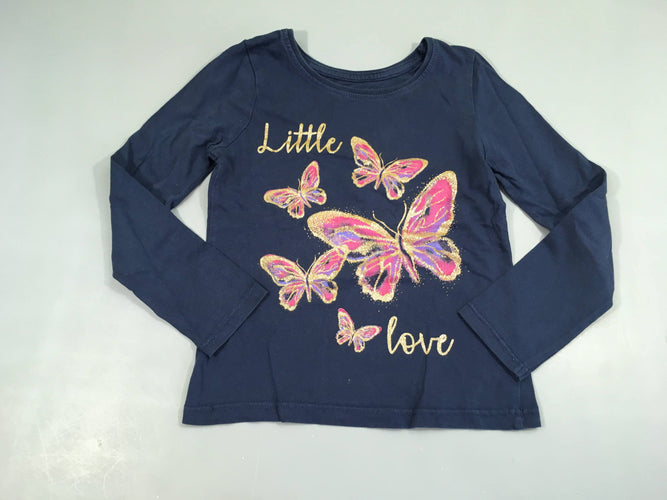 T-shirt m.l bleu foncé papillons dorés, moins cher chez Petit Kiwi