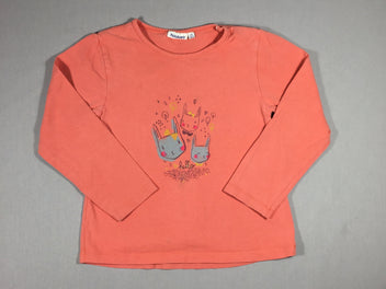 T-shirt m.l rose-corail - lapins - petites taches discrètes