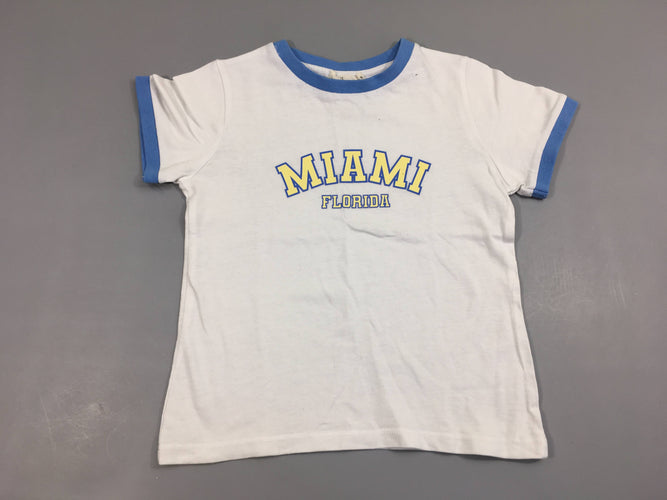 T-shirt m.c blanc bords bleus Miami, moins cher chez Petit Kiwi