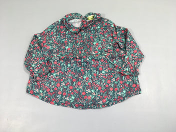 Blouse ml vert fleurs