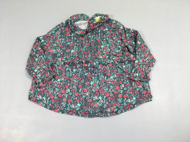 Blouse ml vert fleurs, moins cher chez Petit Kiwi