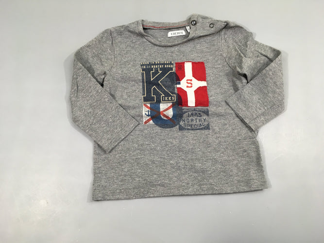 T-shirt m.l gris drapeau  légèrement bouloché, moins cher chez Petit Kiwi