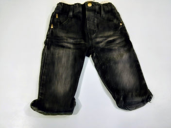 Jeans noir à revers, taille élastique