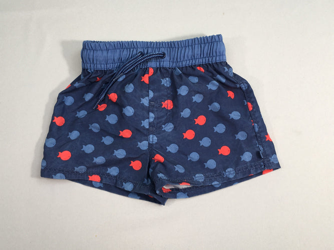 Maillot short bleu poissons, moins cher chez Petit Kiwi