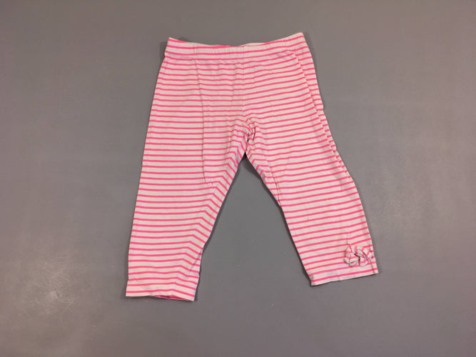 Legging court blanc rayé rose néon, moins cher chez Petit Kiwi