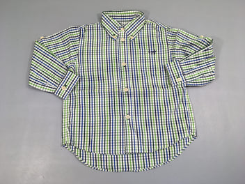 Chemise m.l blanche à carreaux vert-bleu Il gufo