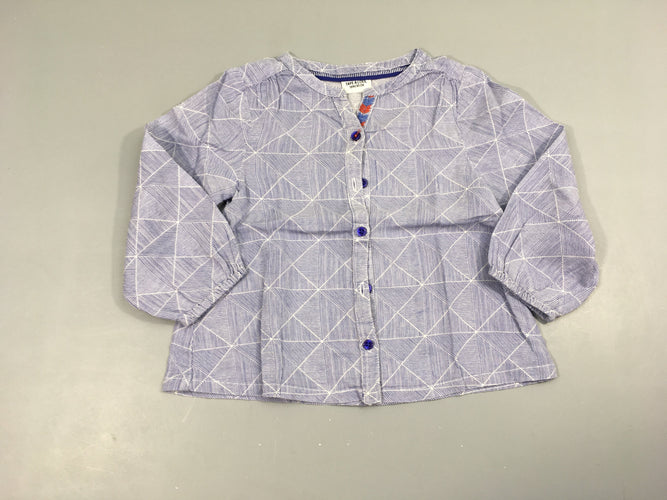 Chemise m.l blanche à carreaux bleu, moins cher chez Petit Kiwi