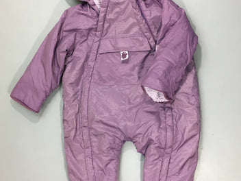 Combinaison pilote mauve doublée peluche avec chaussons