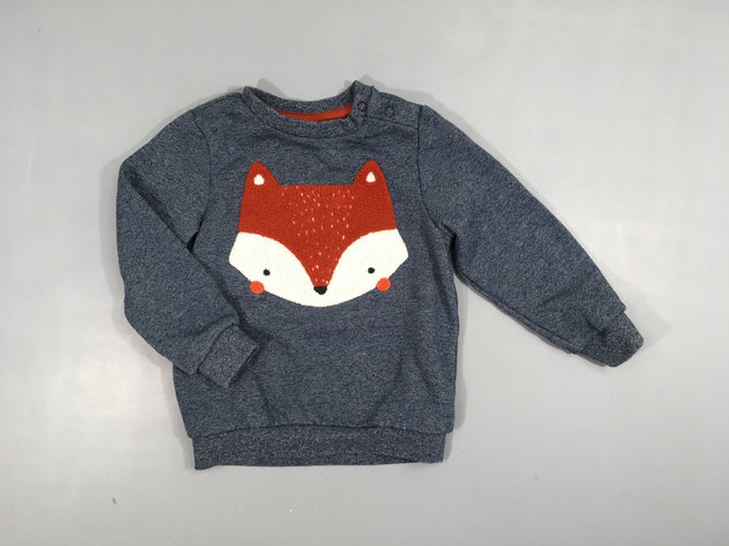 Sweat bleu choné renard, moins cher chez Petit Kiwi