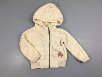 Sweat zippéà capuche velours écru