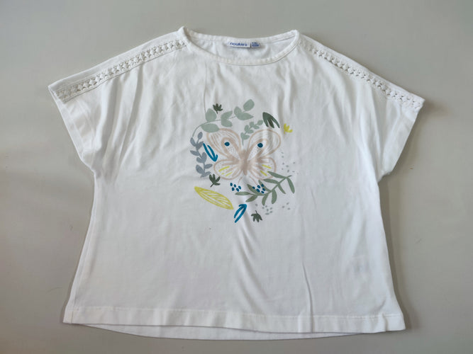 T-shirt m.c blanc papillon ajourés aux épaules, moins cher chez Petit Kiwi