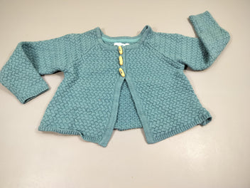 Gilet bleu tricot, fermeture par 3 boutons