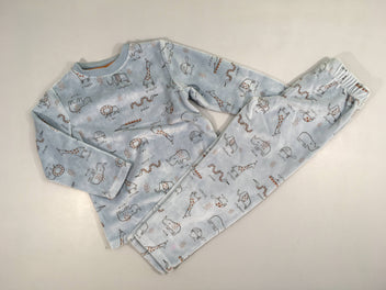 Pyjama 2pcs velours bleu animaux