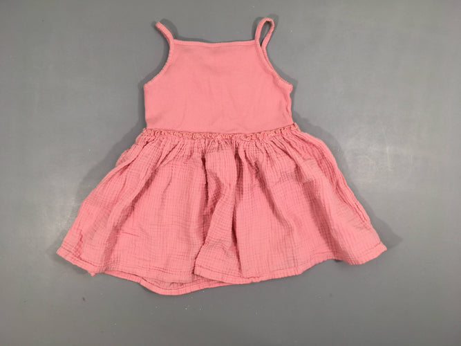 Robe fines bretelles molleton/coton rose, moins cher chez Petit Kiwi