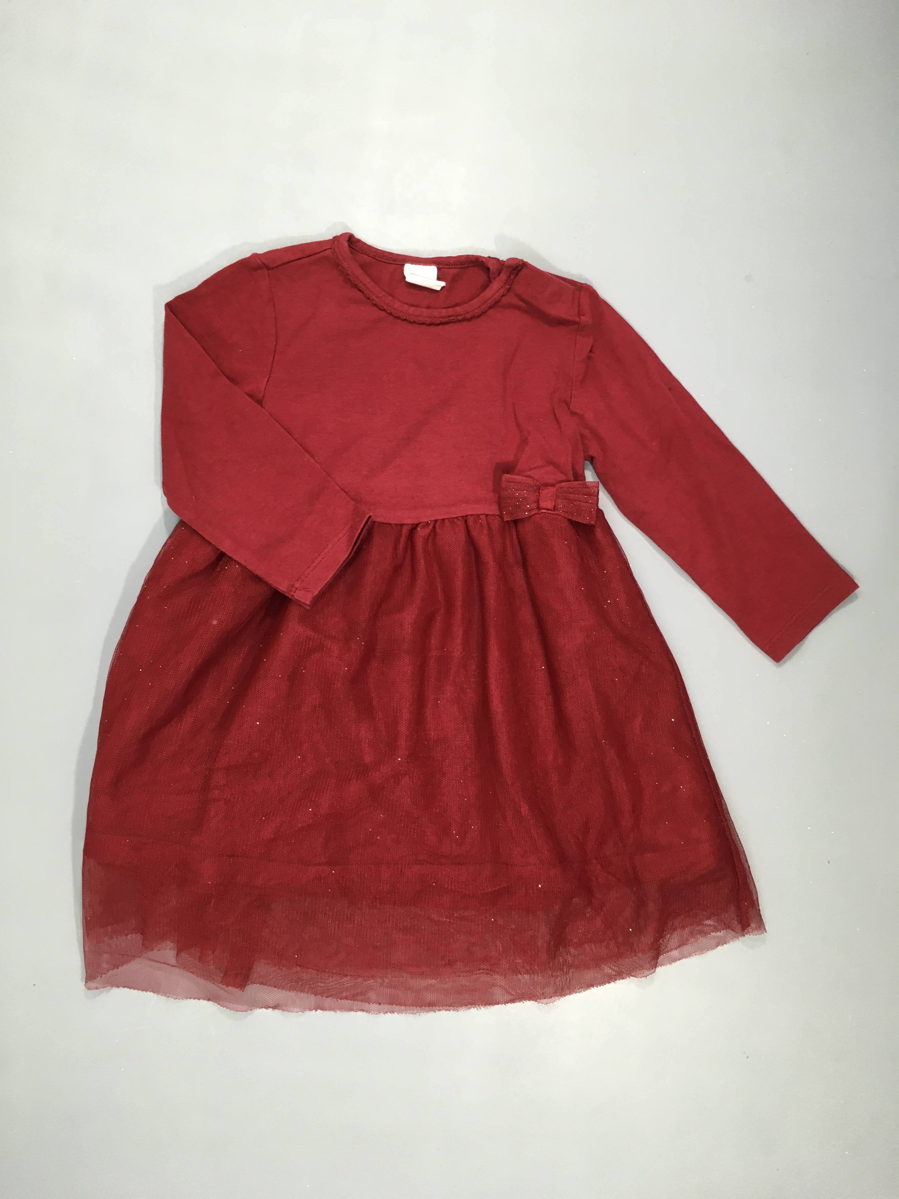 Robe m.l molleton bordeaux tulle