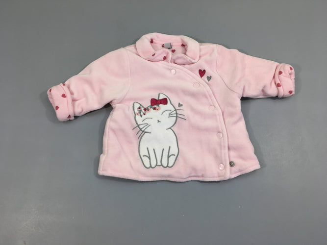 Gilet velours rose Chat, moins cher chez Petit Kiwi