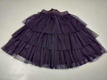 Jupe tulle mauve foncé  extérieur 100% polyester, doublure 100% coton