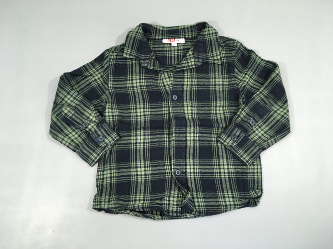 Chemise flanelle à carreaux vert-bleu, moins cher chez Petit Kiwi