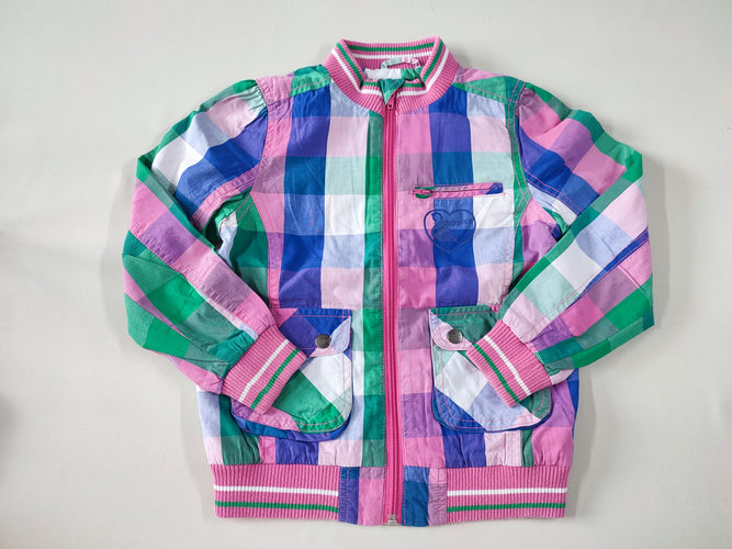 Veste zippée légère à carreaux rose/blanc/vert/bleu, moins cher chez Petit Kiwi