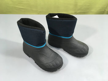 Bottes pluie-neige noires/bleu-foncé liseret turquoise