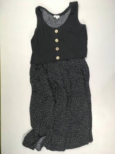 Robe longue s.m bi-matière noire-pois blanc bas, moins cher chez Petit Kiwi