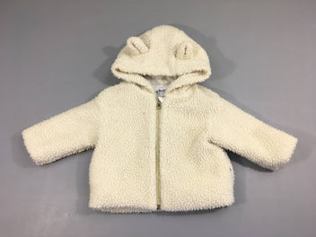 Veste moutonnée blanche à capuche oreilles