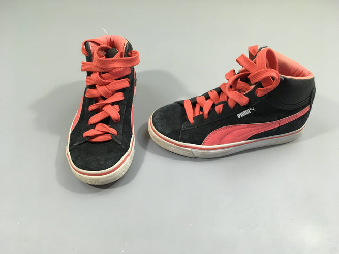 Baskets montantes velours noir/rose Puma - 29, moins cher chez Petit Kiwi