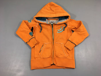 Sweat zippé orange à capuche