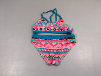 Bikini motifs multicolores rose/bleu