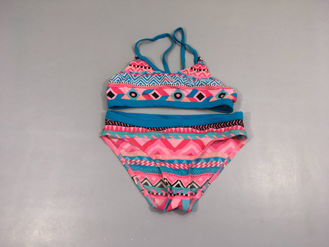 Bikini motifs multicolores rose/bleu, moins cher chez Petit Kiwi