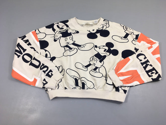 Sweat court beige Mickey, moins cher chez Petit Kiwi