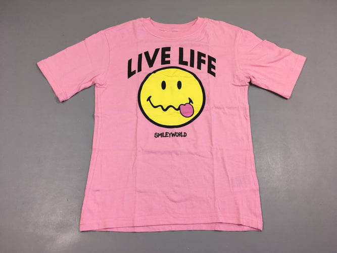 T-shirt m.c oversized rose live life s.miley, légèrement bouloché, moins cher chez Petit Kiwi