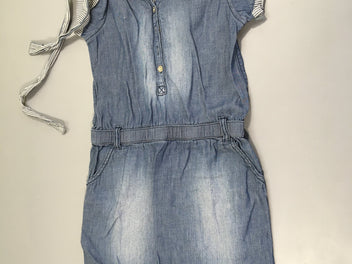 Robe m.c denim boutons avec ceinture,  100% coton