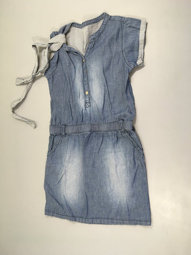 Robe m.c denim boutons avec ceinture,  100% coton, moins cher chez Petit Kiwi