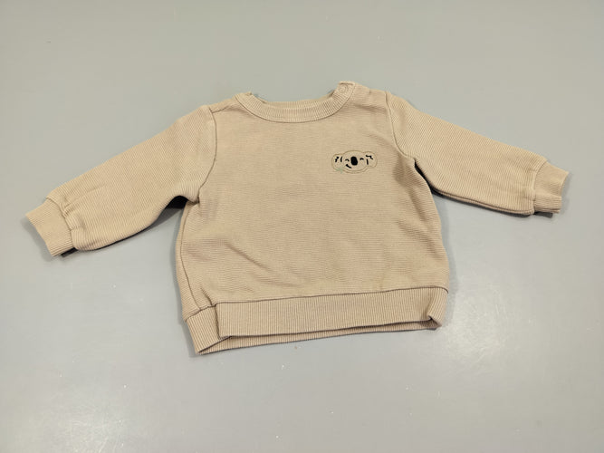 Pull beige texturé koala  100% coton, moins cher chez Petit Kiwi