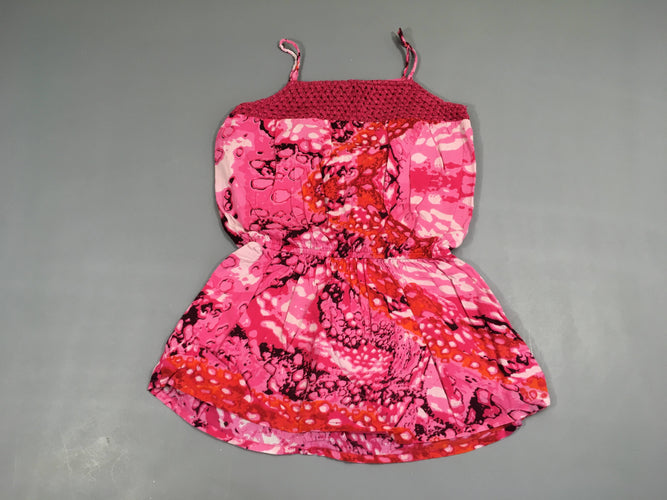 Robe fines bretelles rose/rouge motifs, moins cher chez Petit Kiwi