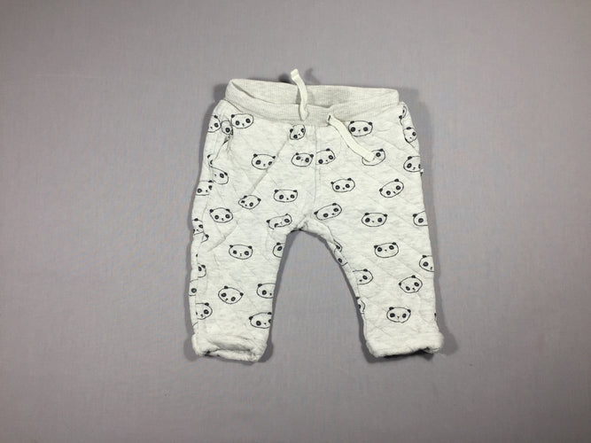 Pantalon matelassé gris clair - panda - légèrement bouloché, moins cher chez Petit Kiwi