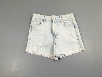 Short en jean relaxed clair effet erraillé et effiloché