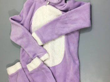 Combinaison velours zippé mauve à capuche licorne