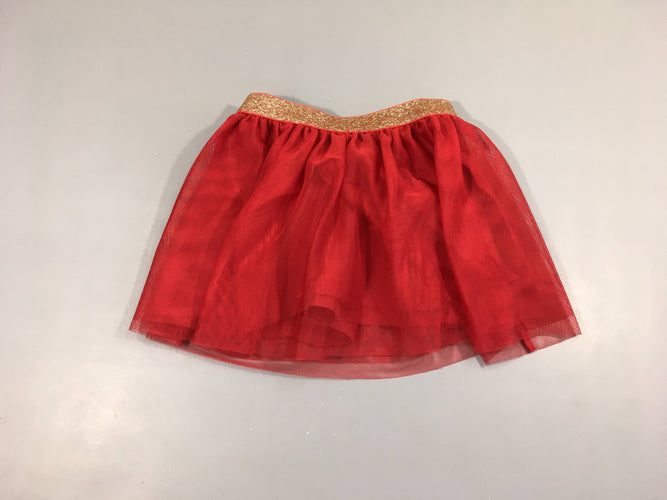 Jupe rouge doublée Tulle ceinture irisée dorée, moins cher chez Petit Kiwi